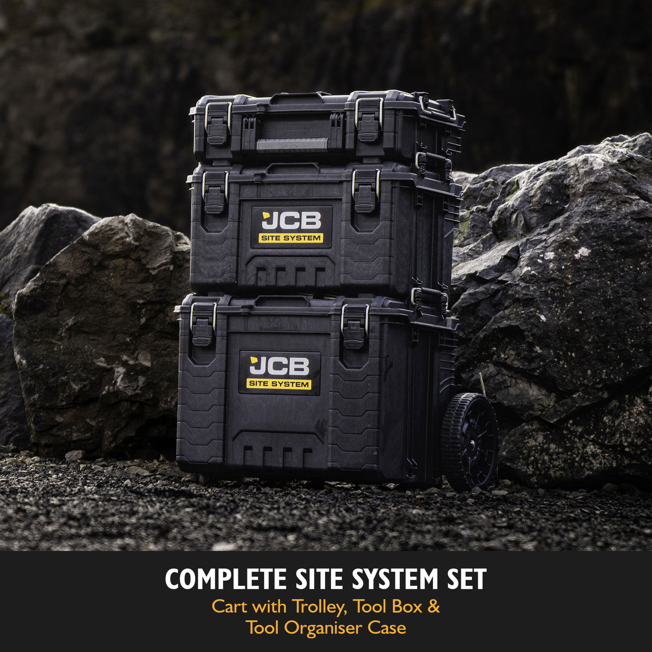 Jcb Box JCB Site System, 3-Piece Modular Tool Storage, Box and Organiser with ...